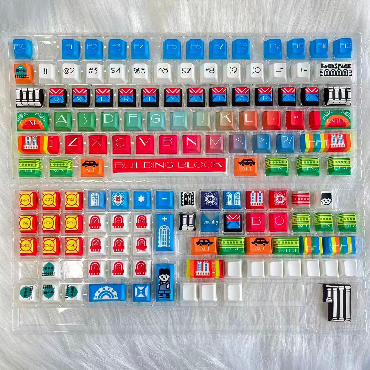 

Colorful Building Blocks Theme Keycaps - Original Height, Creative Design for Cross Axis Mechanical Keyboards