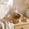 Gentle Color Storage Basket Desktop Basket, Cartoon Plush Bear And Rabbit Rope Decorative Plaid Bow Organizer Shape, Woven for Small Items Jewelry