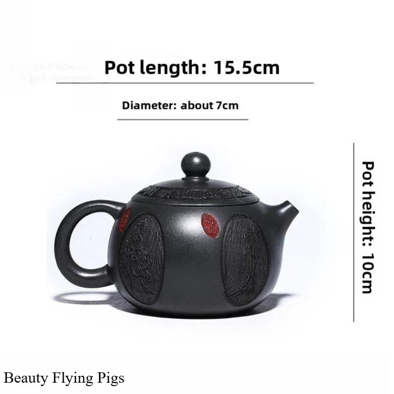 

Yixing-Handmade Purple Clay Pot, Health Care Pot, Xishi Deep Well, Dark Green Mud Chinese Tea Pot, 430ml,Tea Set Accessories