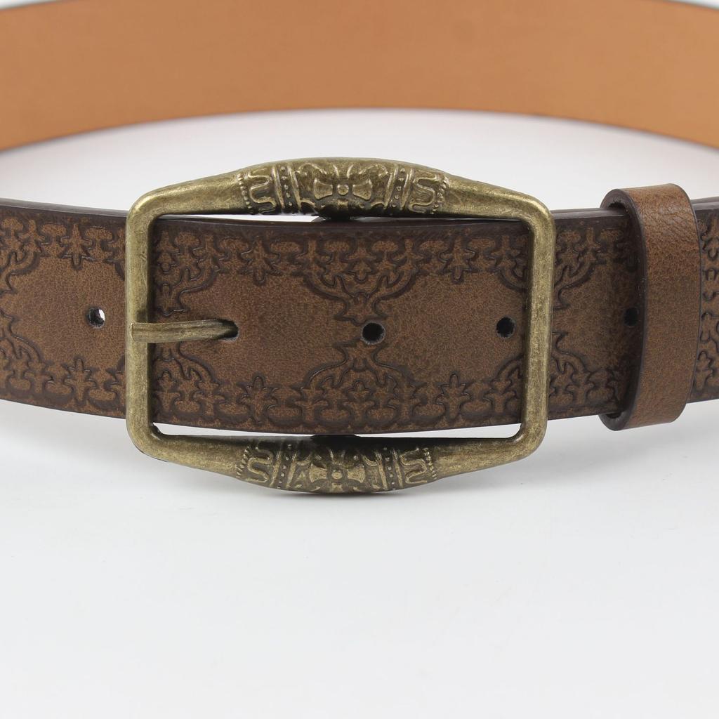 American Retro Women'S Belt Pattern Embossed Ethnic Style Belt, High-End Court Style