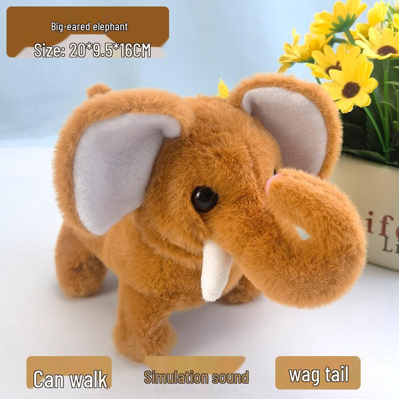 

Big-Eared Walking Plush Elephant Toy with Sound - Children s Gift