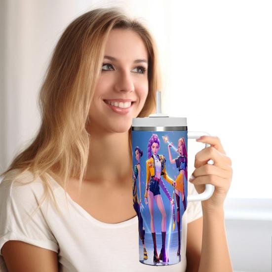 Edelstahlbecher mit Henkel Isolierter Autobecher 40oz Großes Fassungsvermögen Wasserflasche Thermobecher für Reisen Weihnachtsgeschenk für Freunde Familie