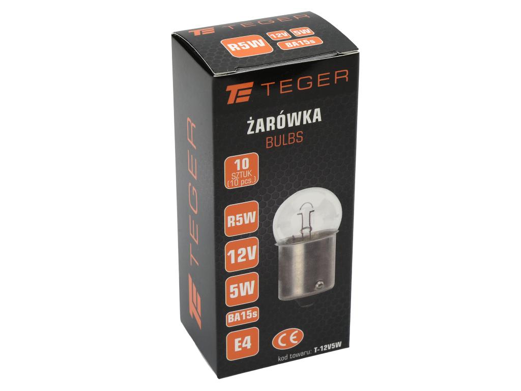 12V 5W BA15s TEGER bulb, (sold in packs of 10)