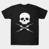 Men Black Print T-shirt Death Proof Skull And Lightning Bolts No-Cut Transfer Paper Print Cotton Tshirt