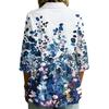 Women's Button Front Shirt Vintage Floral Print Three Quarter Sleeve Loose Fit Collared Blouse Casual Top for Daily Wear
