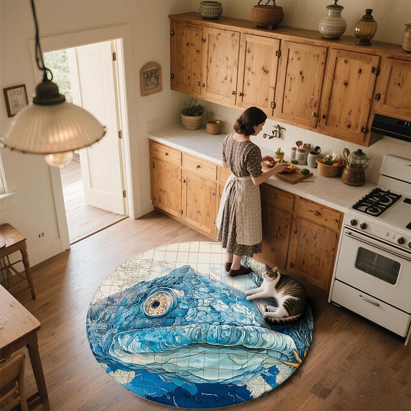 Ocean Fish,Round Area Rug,Carpet Rug for Living Room Bedroom Sofa Playroom Decor,Non-slip Floor Mat