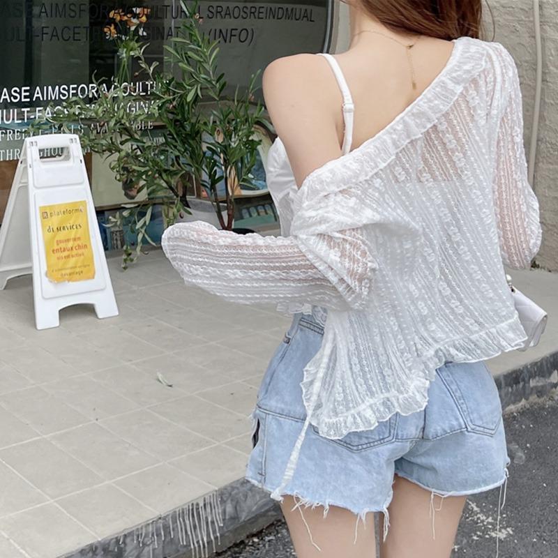 Ladies Tops Ladies Cardigan  Lace  Summer  Age Reduction  Breathable