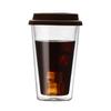 Double Walled Glass Coffee Mugs with Silicone Lids 350ml/12oz Reusable Glass Coffee Cups Insulated Hot/Cold Drinkware Cup