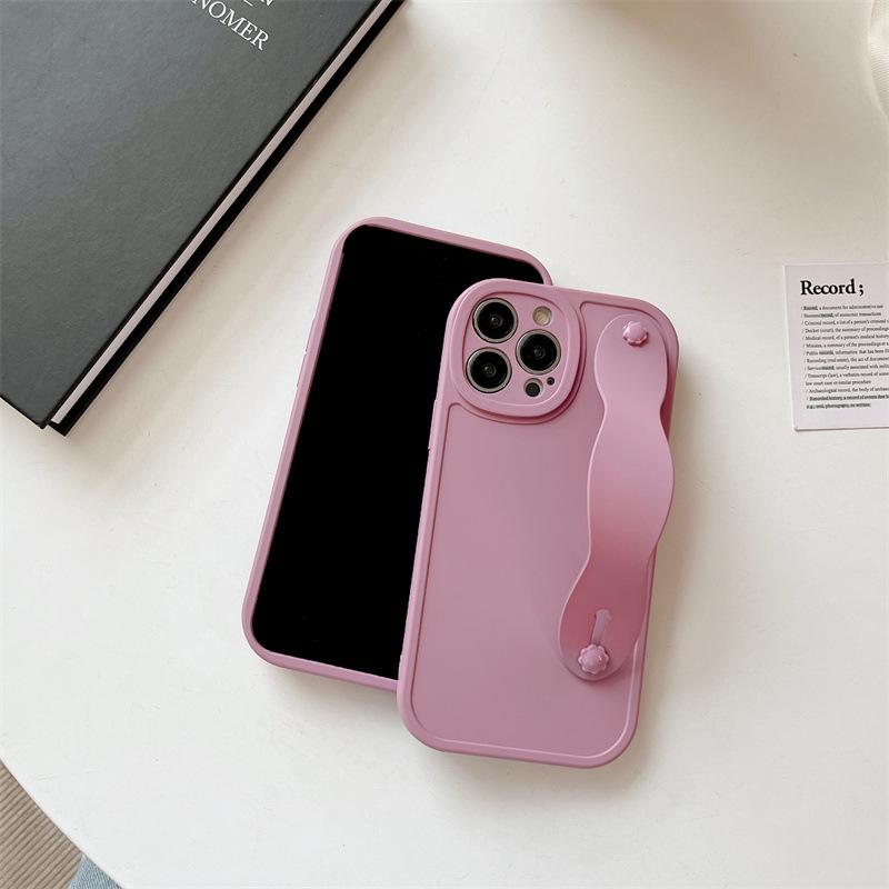 Pokročilé tekuté silikonové pouzdro na telefon s poutkem na zápěstí a stojánkem pro Apple 6S, 8P, 11, 12, 13, 14 Pro Max – Design proti pádu