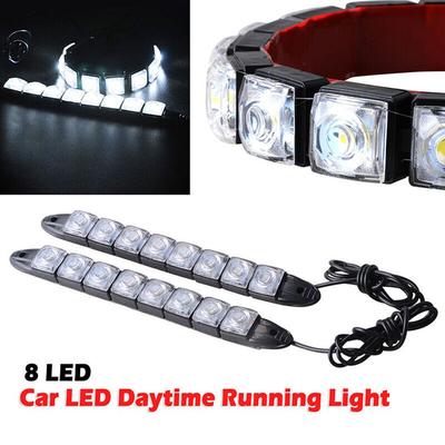 2 STÜCKE 12 V 8 LED Tagfahrlicht DRL Auto Nebel Tagfahrlicht Lichter Weiß Biegbaren Lichtstreifen Universal Scheinwerfer
