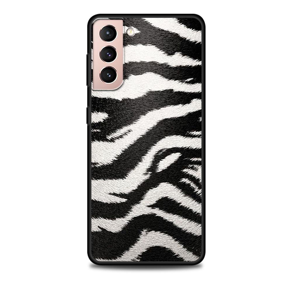 Zebra Stripe Print Case for Samsung Galaxy S22 Ultra Phone Cover S21 S20 FE S10 S9 S8 Plus S10e S7 Edge Black Soft Silicone