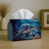 1pc Marine Ocean Nature Tissue Box Cover, Featuring a Blue Sea Turtle Design with Underwater Coral, Is Made of High-Quality, Durable, And Lightweight 