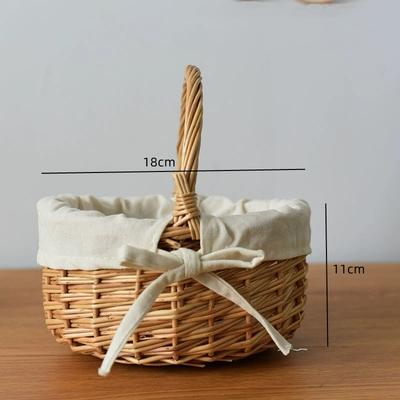 Handgefertigter Weidenkorb mit Griff Allerlei Pastoraler Stil Picknick Aufbewahrungskorb Handgeflochtener Rattan Blumenkorb Heimdekoration