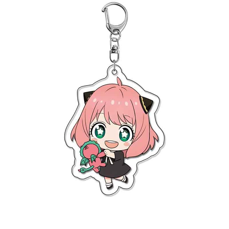 6cm Kawaii Version Q Anya Forger Personnages d'Anime Porte-clés Acrylique Ornements Kawaii Dessin Animé Cœur de Fille Breloque Pendentif Porte-clés 6 cm pink