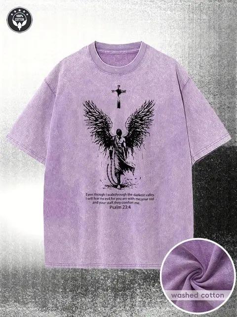 230G Washed T-Shirt, Available In A Variety Of Colors. This T-Shirt Features A Black Graphic Design S фиолетовый