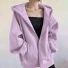 Autumn Winter Women's Fleece Sweatshirt Thickened Hooded Zip-up Loose Sweatshirt