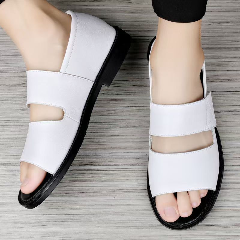 

Мужские римские сандалии 2025 Лето Тренд Открытый носок Натуральная кожа Повседневные вьетнамки Уличная пляжная обувь Большой размер 48 48