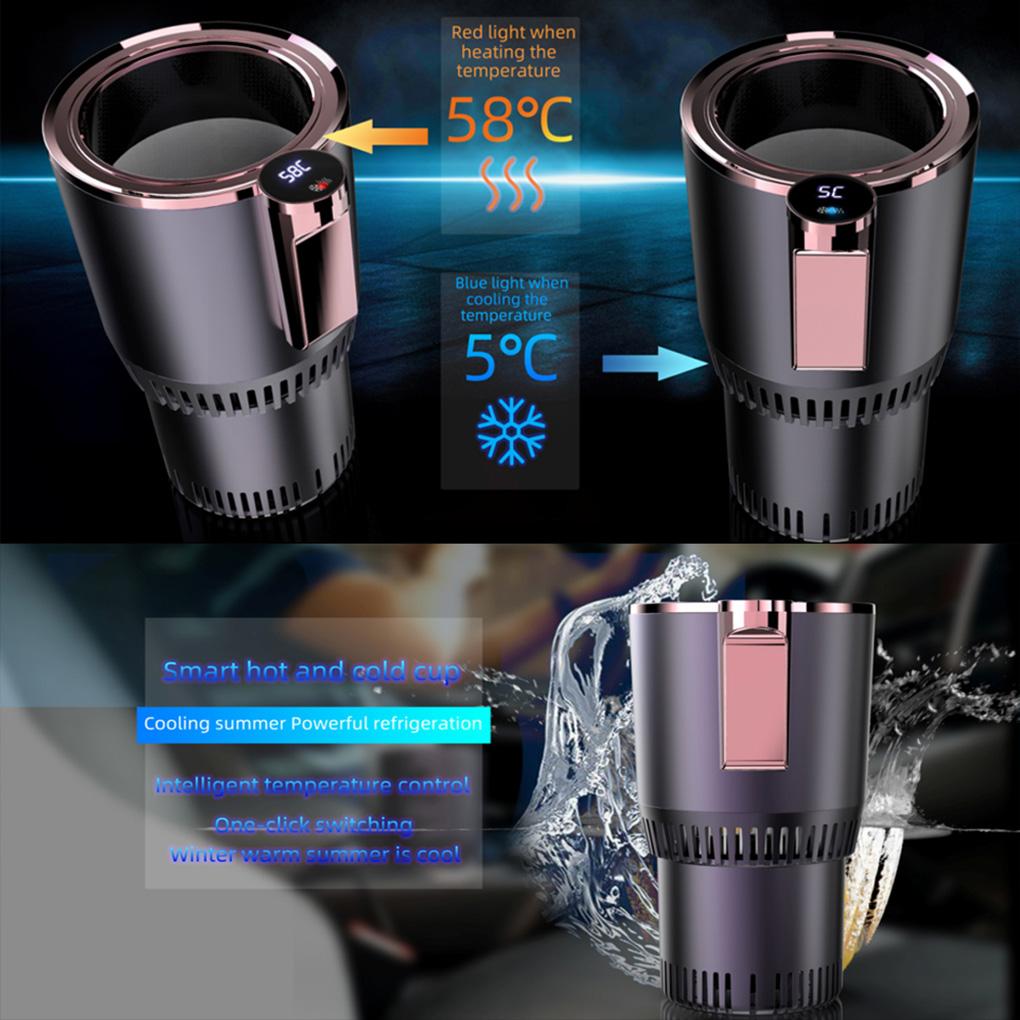 Smart Car 2-In-1 Hot And Cold Cup Drinks Holder Home Fast Refrigeration Cooling/Heating Mini Touch Screen Beverage Mug Drink Can