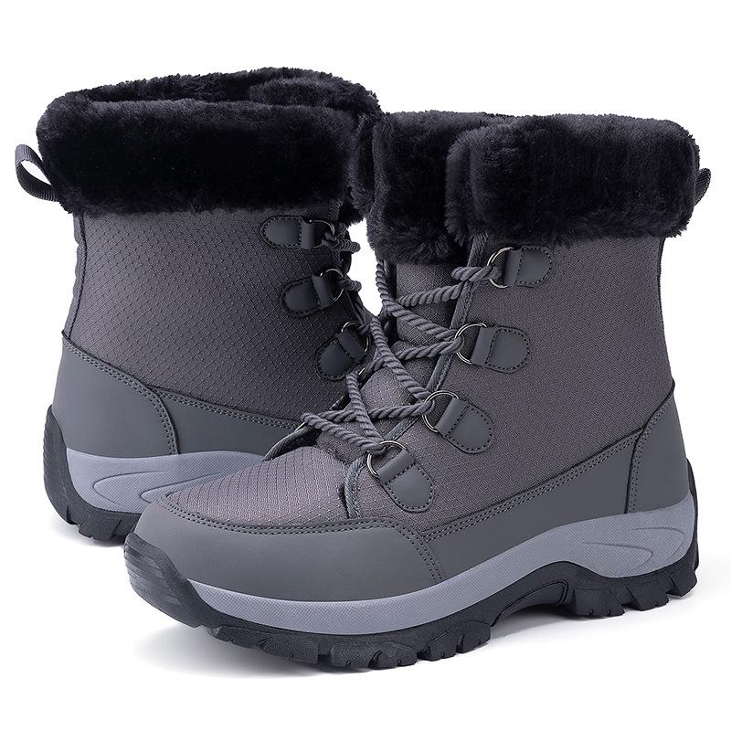 Winter new warm snow boots high-top large-size velvet women's boots outdoor hiking couple non-slip hiking shoes