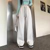 Women's American-Style High-Waisted Wide-Leg Striped Sweatpants for Spring/Autumn