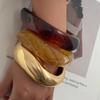 Salircon 3 Styles Vintage Punk Brown Coffee Thick Resin Acrylic Bangles Geometric Irregular Wide Cuff Bracelet Women Men Jewelry