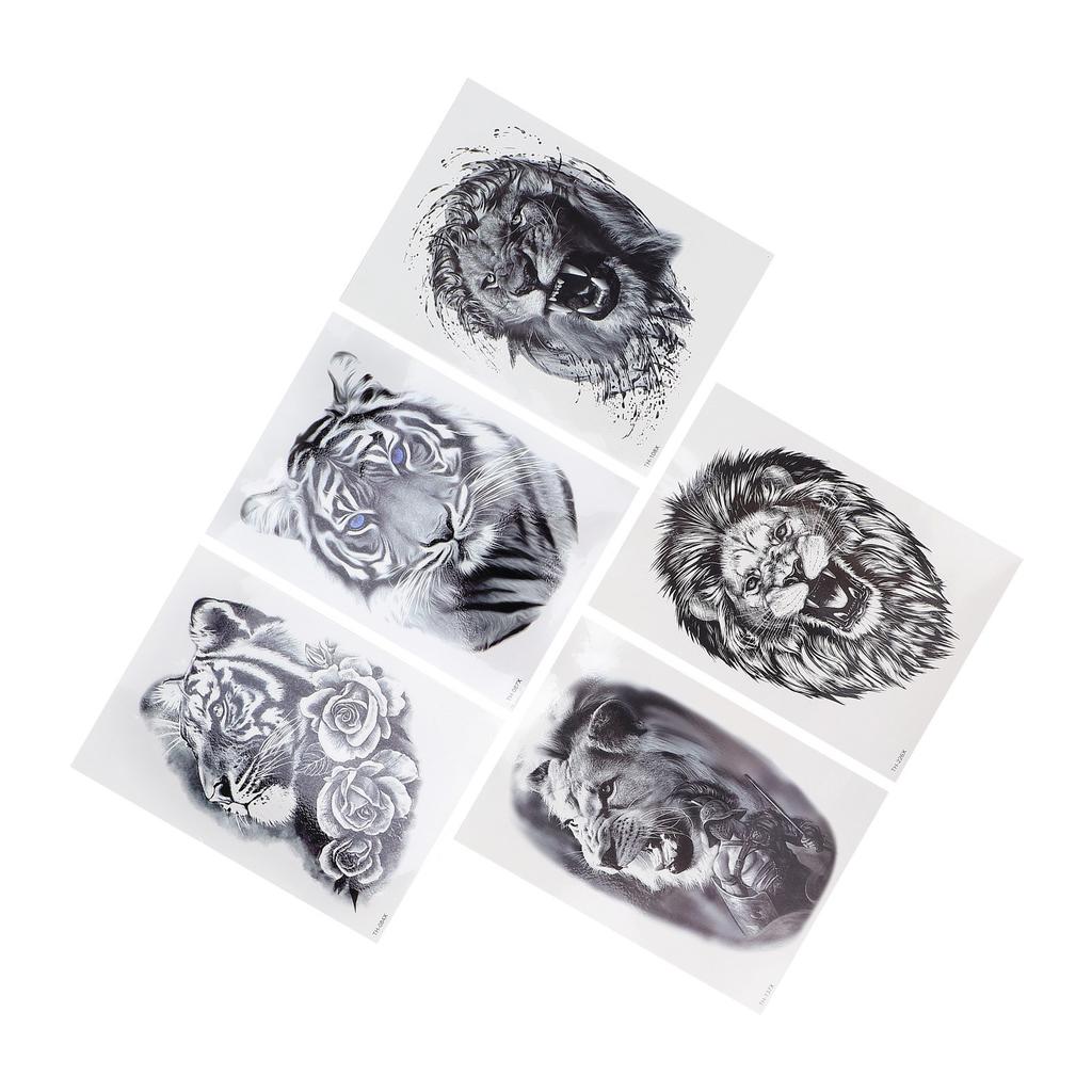 5 Sheet Animal Pattern Temporary Tattoo Sticker Men Waterproof Tattoo Sticker Accessory