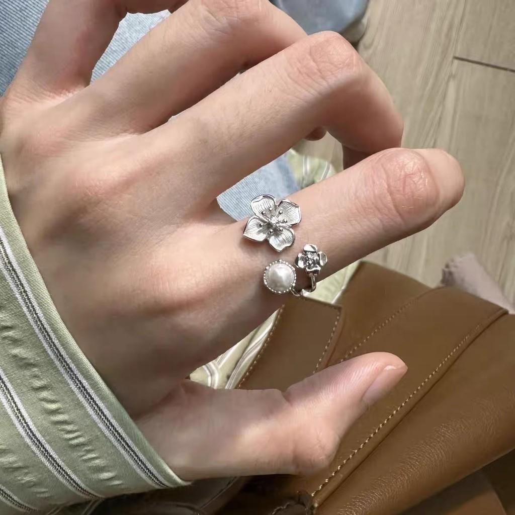 Chinese Style Flower Ring Copper Adjustable Jewelry For Women And Men