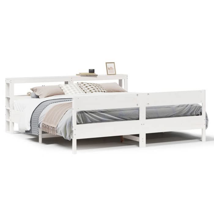 VidaXL Bed Frames and Headboard White 180x200 Cm Solid Pine Wood, Bed, Bedroom Furniture, Wooden Bed, Bed 3306178