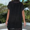 Hand-Crocheted Floral Neckline Short Beach Cardigan: European & American 2025 Women's Sun Protection Bikini Cover-Up.