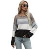Vintage-Mode Elegante Casual Herbst und Winter frauen Colorblocking Langarm Pullover Außerhalb Der Weiblichen