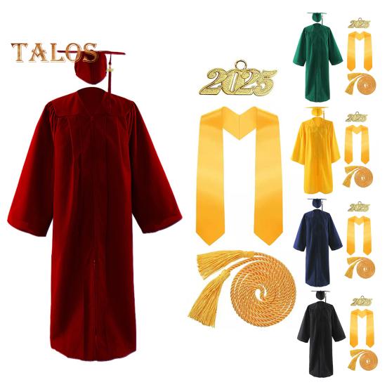 1 Set Academic Uniform Includes Hat Shawl Honour Rope V-Neck Bat-Sleeved Robe 2025 Graduation Cap And Gown Set for Memorable Graduation Events