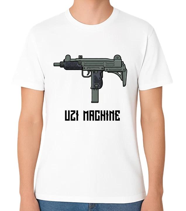 Uzi Machine Gun Graphic T-Shirt Military Weapon Style Design Tee L
