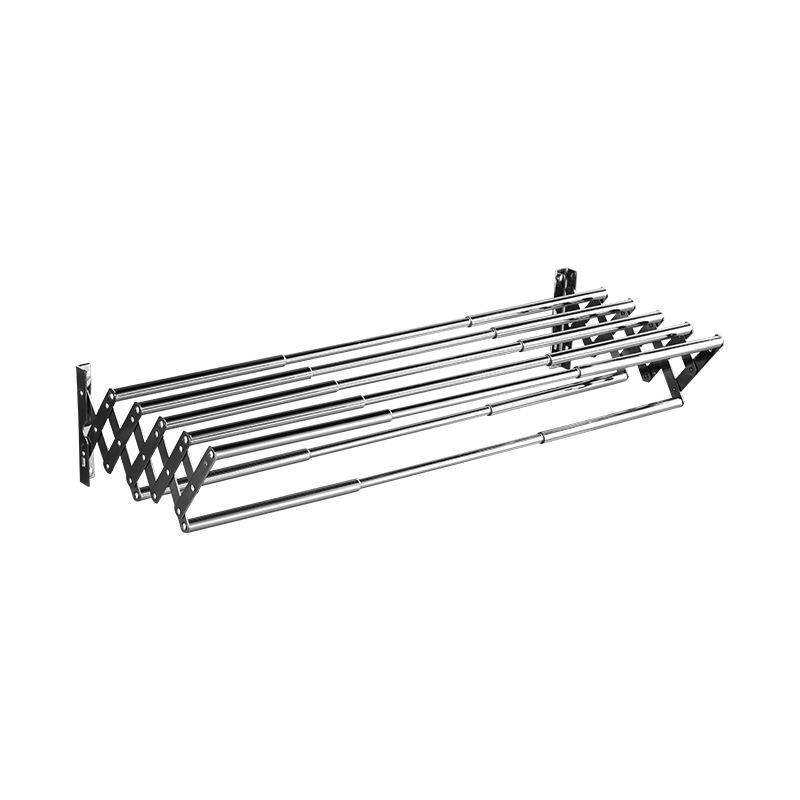 304 Stainless Steel Retractable Double/Single Bar Bathroom Towel Rack with Folding Storage