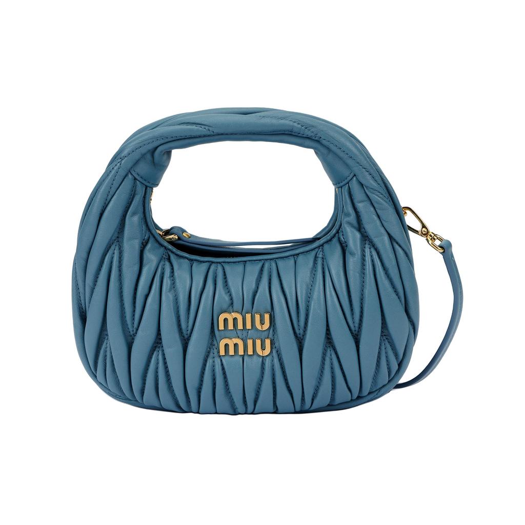 MIU MIU Wander Matelassé Hobo Bag Women Handbags Blue 5BP078_N88_F0F16