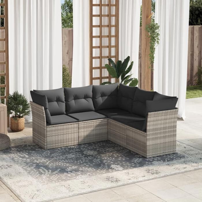 VidaXL Garden Lounge Set with Cushions 5 Pcs, Patio Sofas, Patio Furniture Set, Outdoor Furniture, Grey 3249461