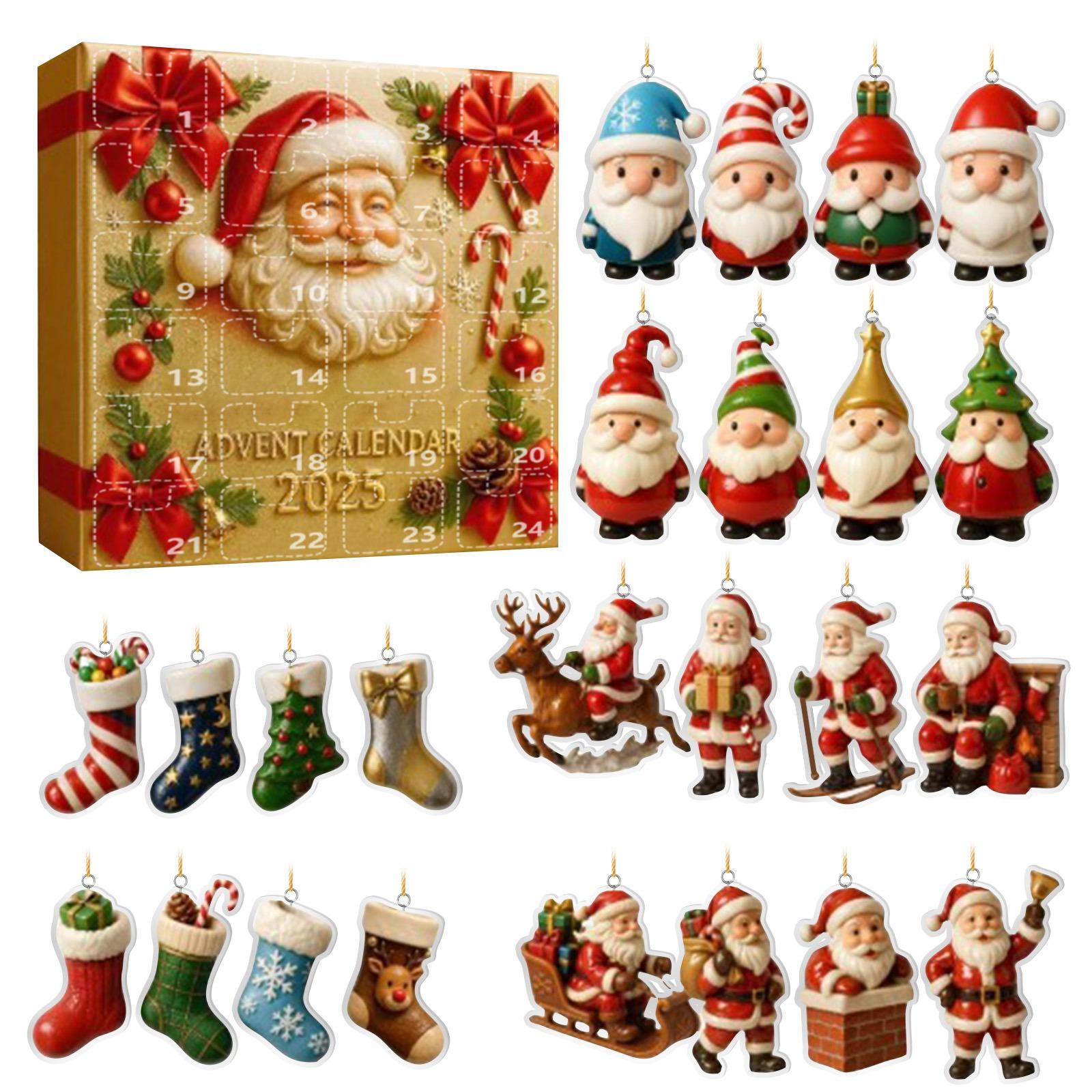 

Рождественский адвент-календарь, 24-дневный адвент-календарь, праздничная коллекция для обратного отсчета, коробка-подвеска, подходит для рождественских подарков-сюрпризов One Size