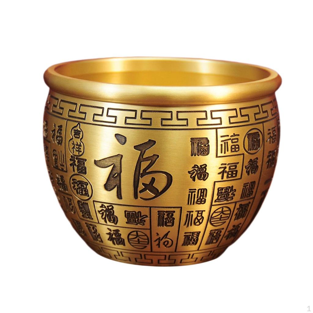 Brass Feng Shui Bowl Art Piece Lucky Decoration Treasure Basin for Farmhouse