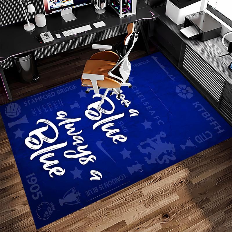 1pc Chelsea FC logo Print Area Rug - Soft,Washable Non-Slip Indoor Mat for Office Chairs,Living Room,Home Office Decorative Rug