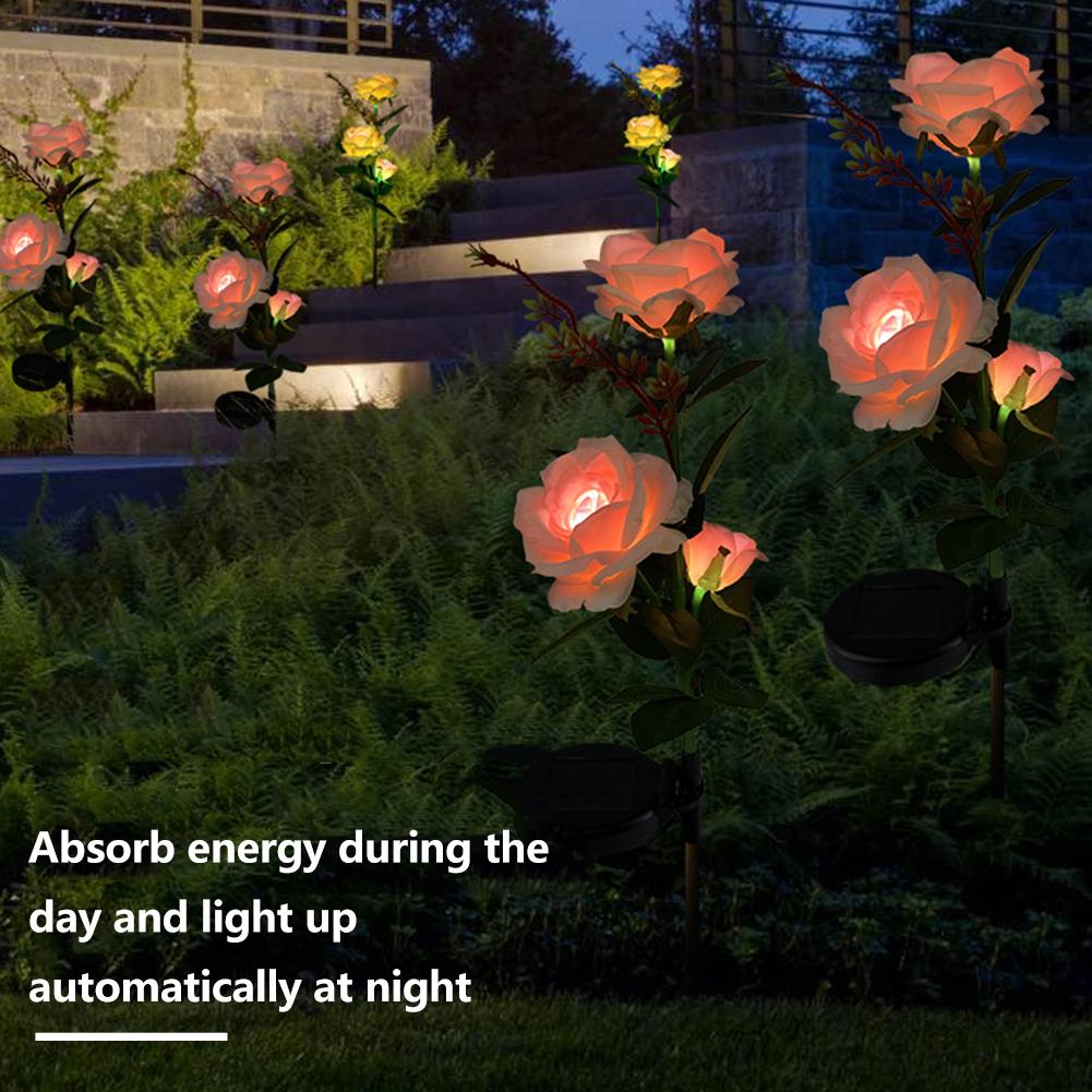 LED Solar Simulation Rose Flower Light Waterproof Garden Landscape Lamp Outdoor Lawn Lamp Home Xmas Decorative Flower Lights