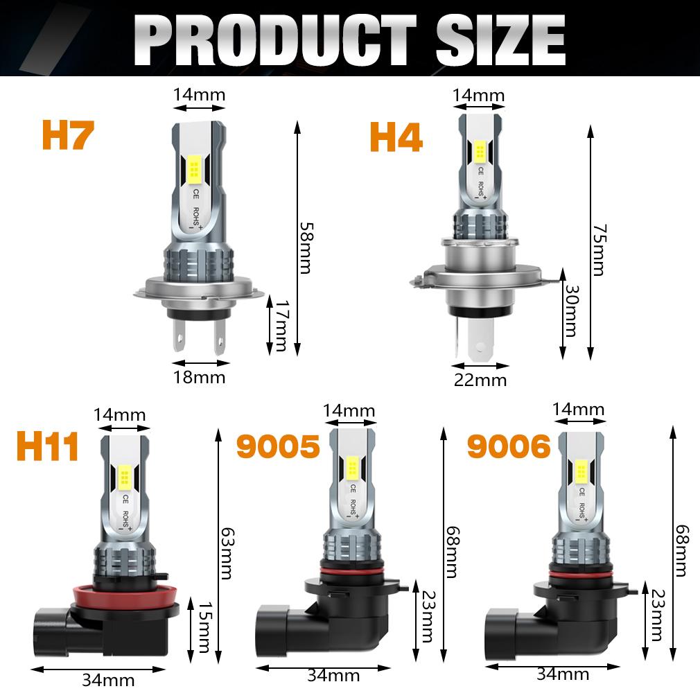 2 st H11 H8 H9 LED Dim/DRL-lampor H4 H7 9005 HB3 9006 HB4 CSP LED Dimljus Dagsbelysning Vit 6000K Superljus Lampa