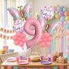 Palloncini Numerici Farfalle Rosa Materiale Foil Palloncini Fiore Happy Birthday 1-9 Palloncini Foil Forniture per Feste di Compleanno