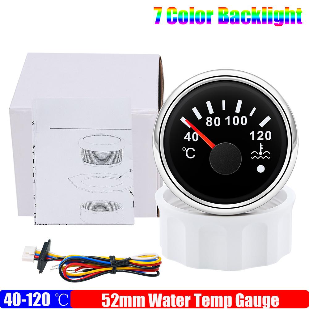 ZMFJH 7 Color Light Pointer 52MM Fuel Water Level Gauge Voltmeter Oil Pressure Meter Water Oil Temp Gauge with Alarm Optional