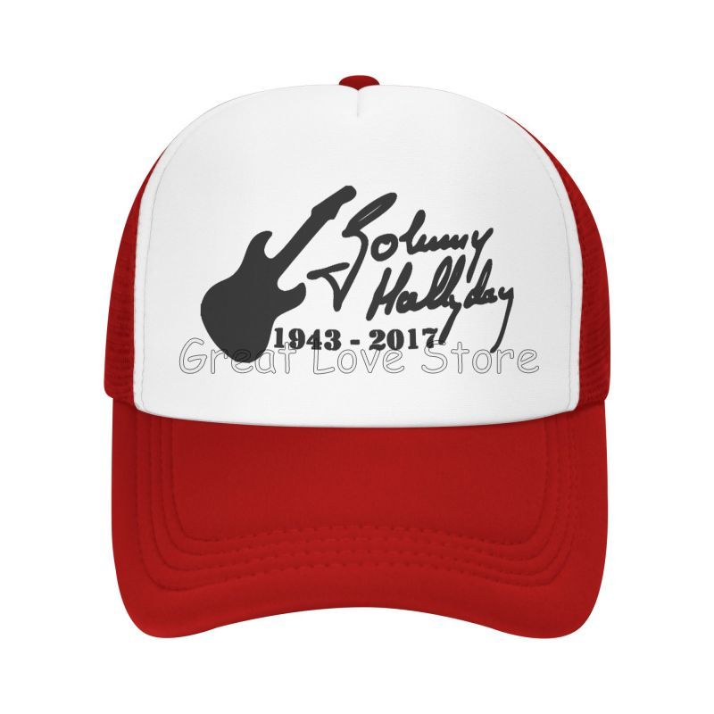 Johnny Hallyday Mesh Baseball Cap French Rock Legend Breathable Trucker Hat Unisex Travel Adjustable Hat Sunscreen Baseball Cap