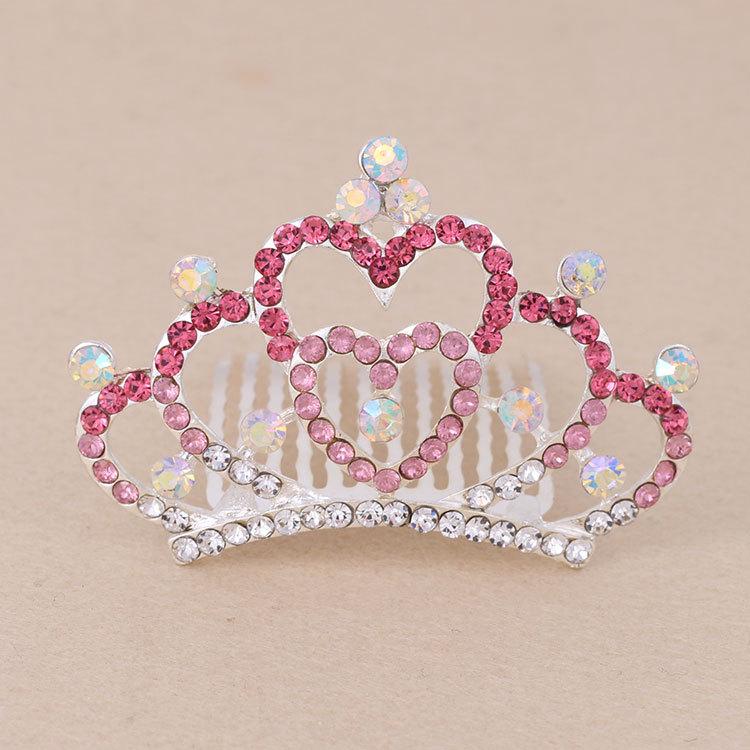 Korean-Style Rhinestone Kids' Crown Hair Comb - Cute Tiara Hair Clip for Girls, Sparkly Headpiece Perfect for Dance Performances