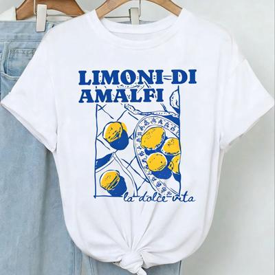New Limoni Di Amalfi Lemon Graphic Women New Trend Collection TShirt Crew Neck Lettering Spring Summer Fashion