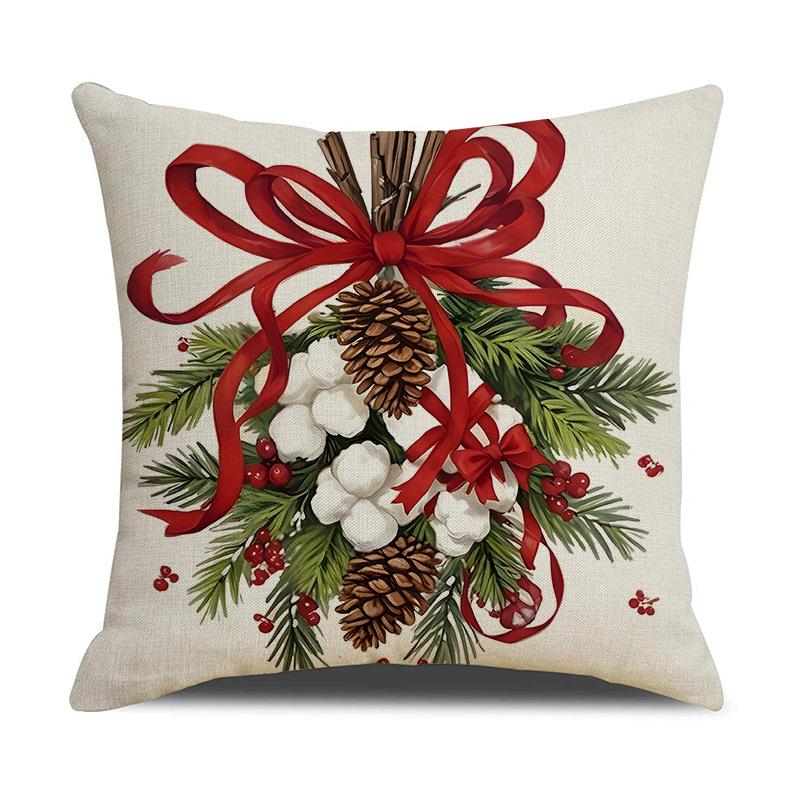 Pine Cone Print Pillow Cover Retro Style Holiday Decoration Seat Cushion Indoor Home Sofa Pillow