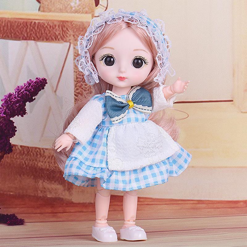 16 CM Mini Mobile 21 Bambole Snodate Giocattolo per Ragazze 3D Grandi Occhi BJD Principessa Abiti Completi Collezione di Abiti Regalo di Bambole per Bambini