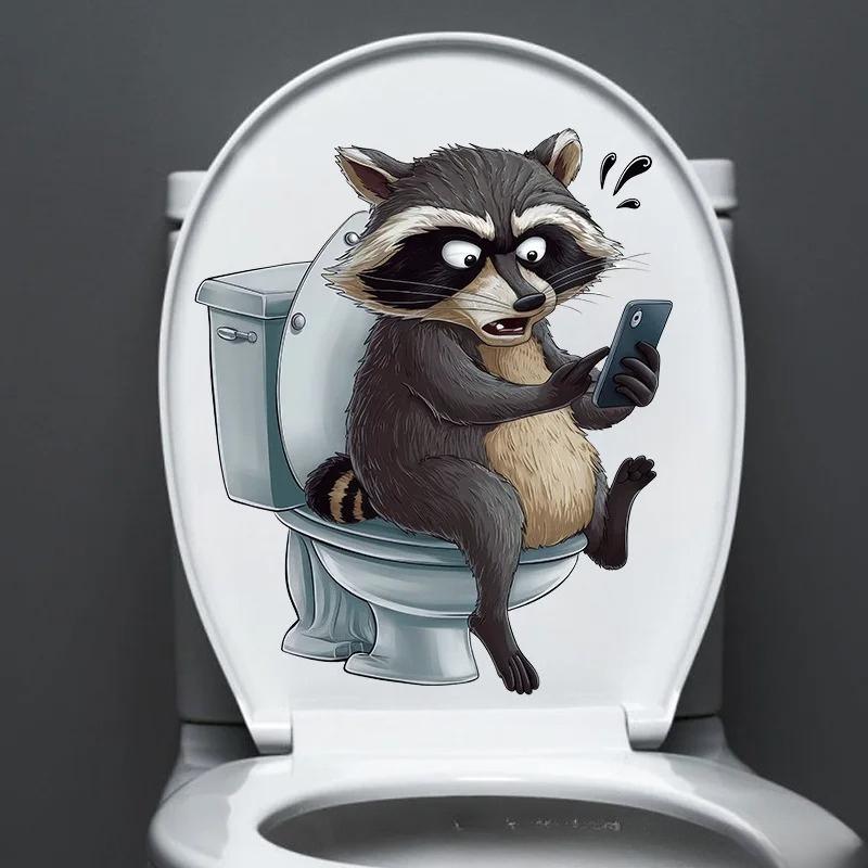 Funny Animal PVC Toilet Seat Stickers Monkey Zebra Giraffe Decals Waterproof Bathroom Wall Door Decor Creative Removable Decals