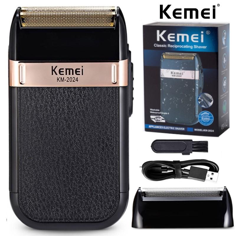 Kemei KM-2024 Powerful rechargeable shaver for men waterproof electric shaving machine bald head electric razor with extra mesh