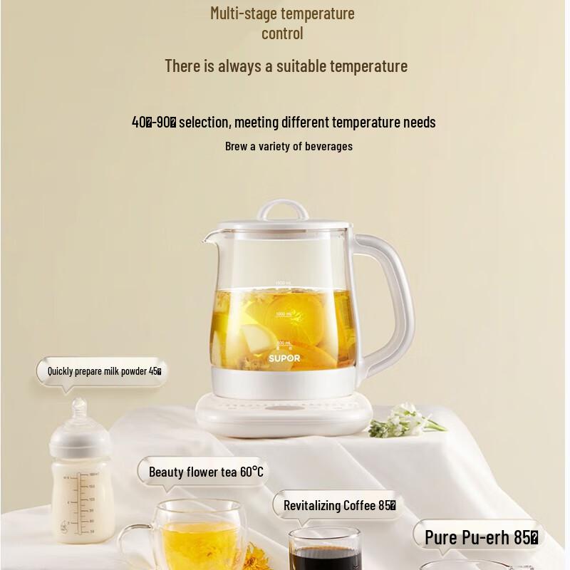 SUPOR 1.5L Smart Glass Wellness Kettle CN Plug (adapter Included)